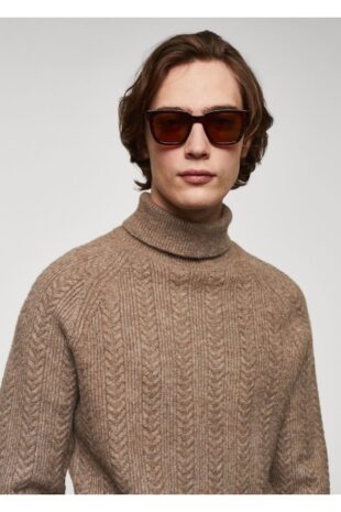 بافت منگو قهوه ای مردانه مانگو 67010654