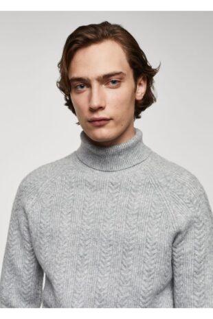 بافت منگو خاکستری مردانه مانگو 67010654