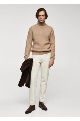 بافت منگو قهوه ای مردانه مانگو 67010655