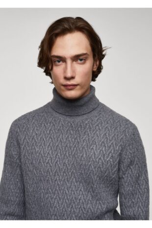 بافت منگو خاکستری مردانه مانگو 67010655