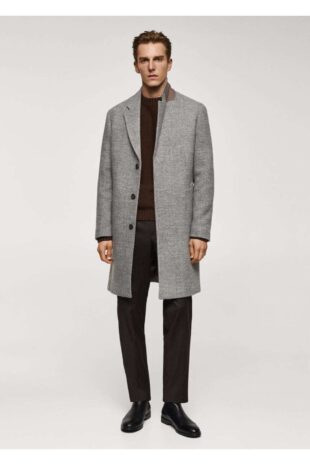 پالتو منگو خاکستری مردانه مانگو 67010622