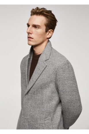 پالتو منگو خاکستری مردانه مانگو 67010622