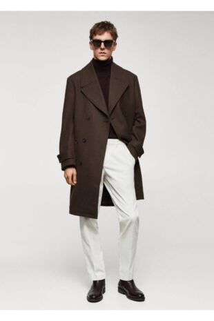 پالتو منگو قهوه ای مردانه مانگو 67010621