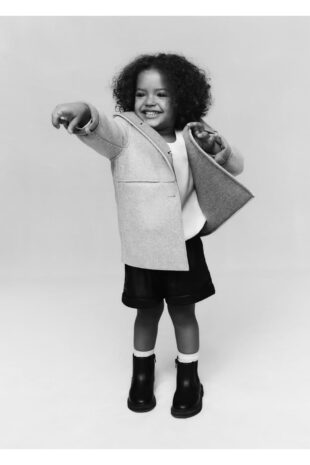 پالتو منگو خاکستری دخترانه مانگو 57099097