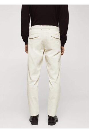 شلوار منگو سفید فاق نرمال مردانه مانگو 67000631