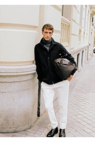 شلوار منگو سفید فاق نرمال مردانه مانگو 67000631