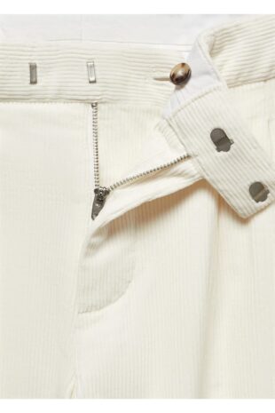 شلوار منگو سفید فاق نرمال مردانه مانگو 67000631