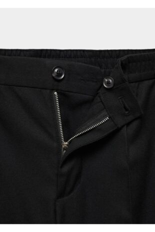 شلوار منگو سیاه فاق نرمال مردانه مانگو 67000633