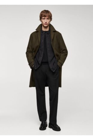 پالتو منگو خاکی مردانه مانگو 67020623