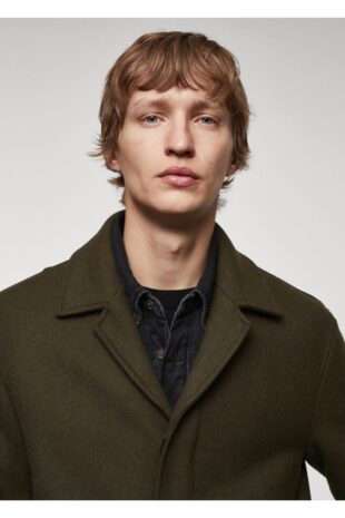 پالتو منگو خاکی مردانه مانگو 67020623