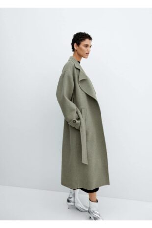 پالتو منگو خاکی زنانه مانگو 67030451