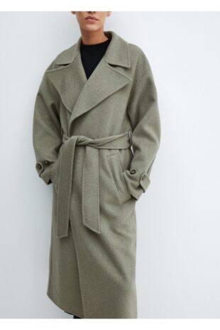 پالتو منگو خاکی زنانه مانگو 67030451