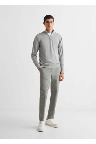 شلوار منگو سبز فاق نرمال مردانه مانگو 67071008