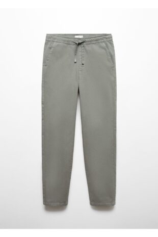 شلوار منگو سبز فاق نرمال مردانه مانگو 67071008