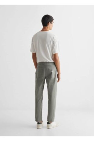 شلوار منگو سبز فاق نرمال مردانه مانگو 67071008