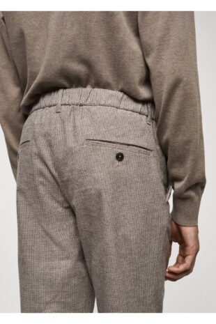 شلوار منگو خاکستری فاق نرمال مردانه مانگو 67000625
