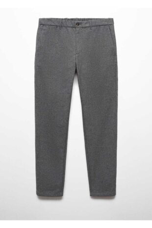 شلوار منگو خاکستری فاق نرمال مردانه مانگو 67000627