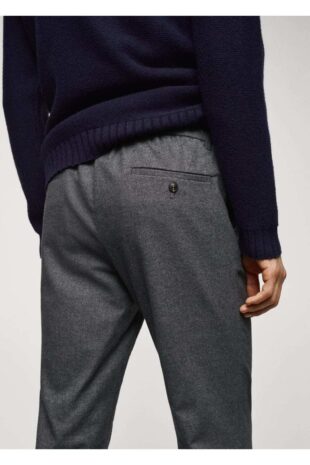 شلوار منگو خاکستری فاق نرمال مردانه مانگو 67000627