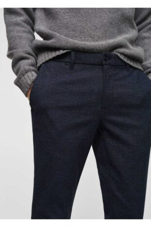 شلوار منگو لاجورد فاق نرمال مردانه مانگو 67000635