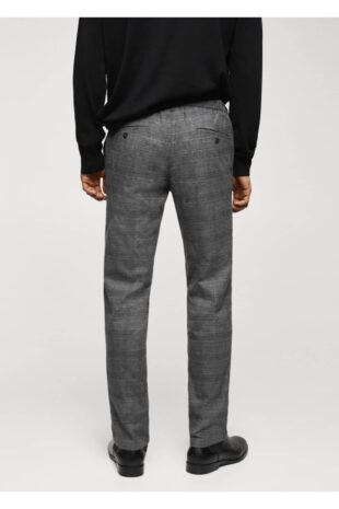 شلوار منگو خاکستری فاق نرمال مردانه مانگو 67000636