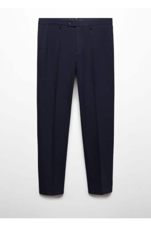 شلوار منگو لاجورد فاق نرمال مردانه مانگو 67000640