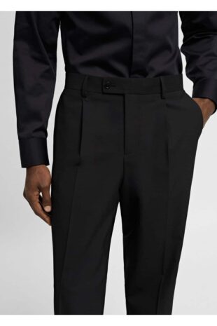 شلوار منگو سیاه فاق نرمال مردانه مانگو 67000647