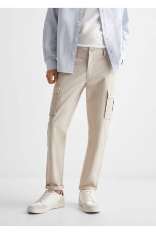 شلوار منگو آبی فاق نرمال مردانه مانگو 67010664