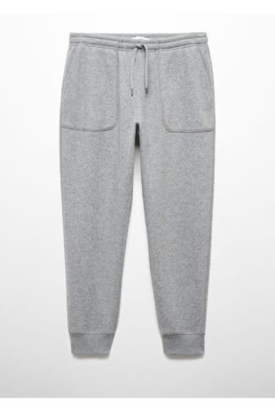 شلوار منگو خاکستری فاق نرمال مردانه مانگو 57057736