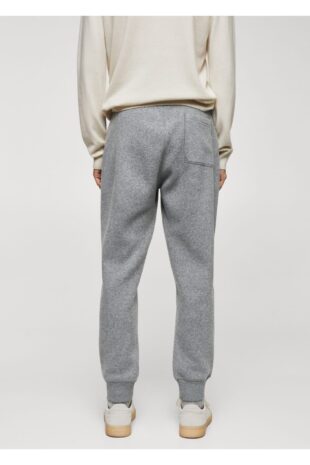 شلوار منگو خاکستری فاق نرمال مردانه مانگو 57057736