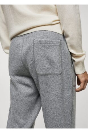 شلوار منگو خاکستری فاق نرمال مردانه مانگو 57057736