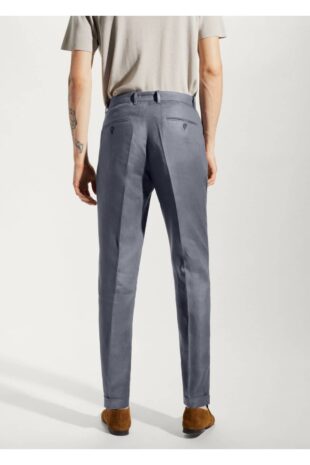 شلوار منگو خاکستری فاق نرمال مردانه مانگو 57072502