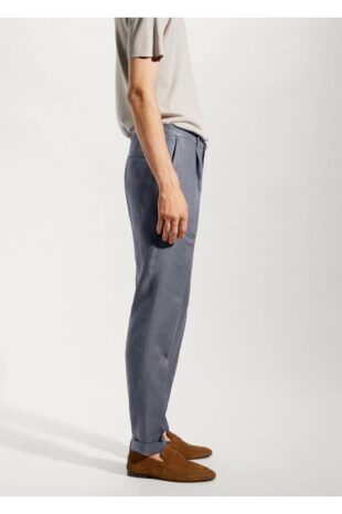 شلوار منگو خاکستری فاق نرمال مردانه مانگو 57072502