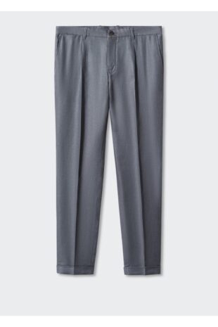 شلوار منگو خاکستری فاق نرمال مردانه مانگو 57072502