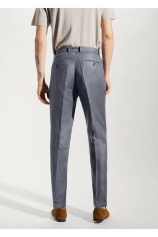 شلوار منگو خاکستری فاق نرمال مردانه مانگو 57072502