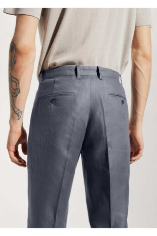 شلوار منگو خاکستری فاق نرمال مردانه مانگو 57072502