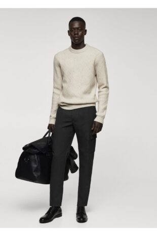 شلوار منگو بنفش فاق نرمال مردانه مانگو 67000624