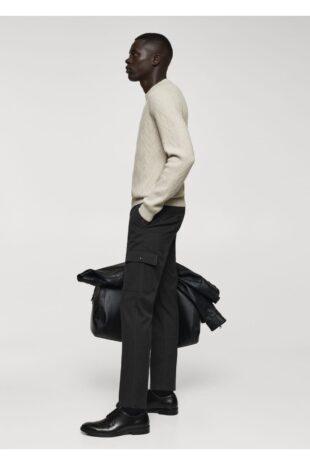 شلوار منگو بنفش فاق نرمال مردانه مانگو 67000624