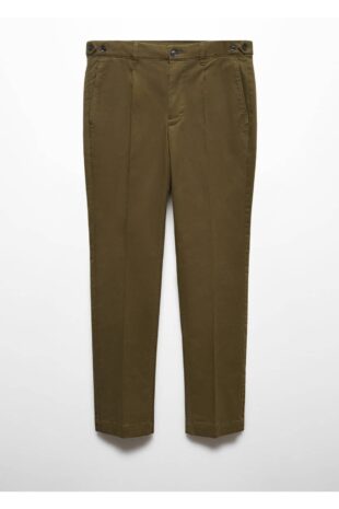 شلوار منگو خاکی فاق نرمال مردانه مانگو 67000632