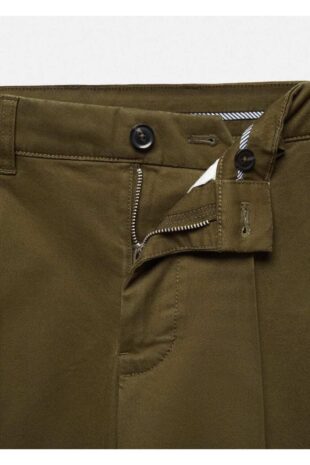 شلوار منگو خاکی فاق نرمال مردانه مانگو 67000632