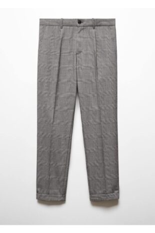 شلوار منگو خاکستری فاق نرمال مردانه مانگو 67000638