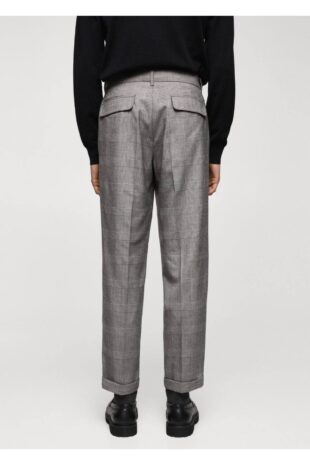 شلوار منگو خاکستری فاق نرمال مردانه مانگو 67000638