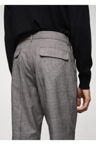 شلوار منگو خاکستری فاق نرمال مردانه مانگو 67000638