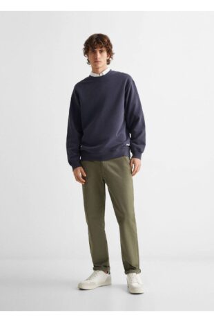 شلوار منگو خاکی فاق نرمال مردانه مانگو 67000667