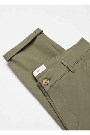 شلوار منگو خاکی فاق نرمال مردانه مانگو 67000667