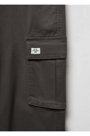 شلوار منگو خاکستری فاق نرمال مردانه مانگو 67010664