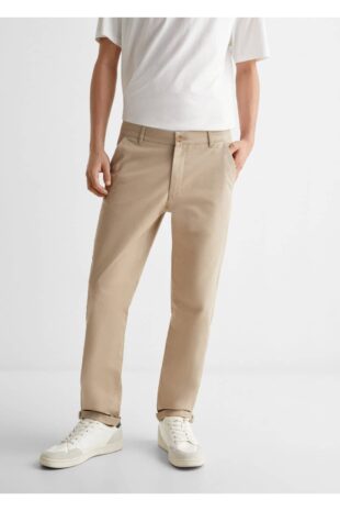 شلوار منگو بژ فاق نرمال مردانه مانگو 67010665