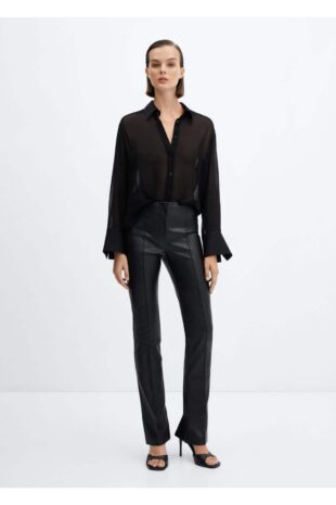 شلوار منگو سیاه فاق نرمال زنانه مانگو 57099080