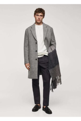 شلوار منگو لاجورد فاق نرمال مردانه مانگو 67000620