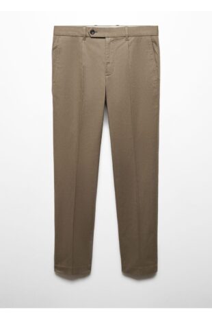 شلوار منگو قهوه ای فاق نرمال مردانه مانگو 67000620