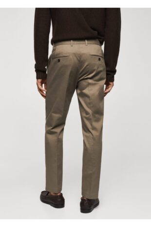 شلوار منگو قهوه ای فاق نرمال مردانه مانگو 67000620